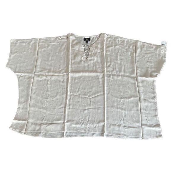 NWT SZ S Macy’s JM Collection Triple O-Ring Lurex Dolman Sleeve Tunic Top in Sug - Picture 6 of 9